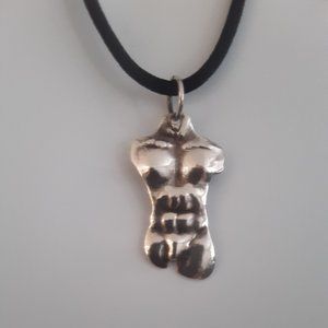 Male Torso Pendant Silver